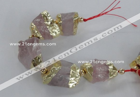 CNG2386 7.5 inches 15*25mm - 20*30mm nuggets rose quartz beads