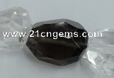 CNG239 18*25mm - 25*30mm faceted nuggets smoky quartz & crystal beads