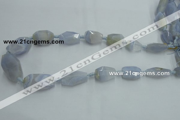 CNG242 15*18mm - 18*28mm faceted nuggets blue chalcedony beads