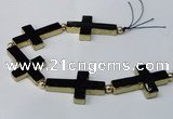 CNG2425 7.5 inches 25*40mm cross agate gemstone beads wholesale