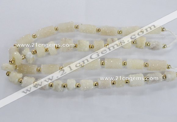CNG2432 15.5 inches 11*14mm - 14*20mm tube druzy quartz beads