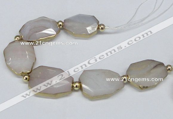 CNG2448 7.5 inches 20*25mm - 25*35mm faceted freeform agate beads