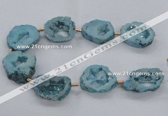 CNG2494 15.5 inches 30*40mm - 40*50mm freeform plated druzy agate beads