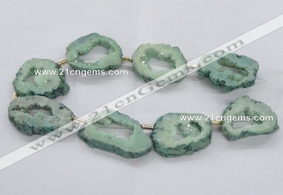 CNG2495 15.5 inches 30*40mm - 40*50mm freeform plated druzy agate beads