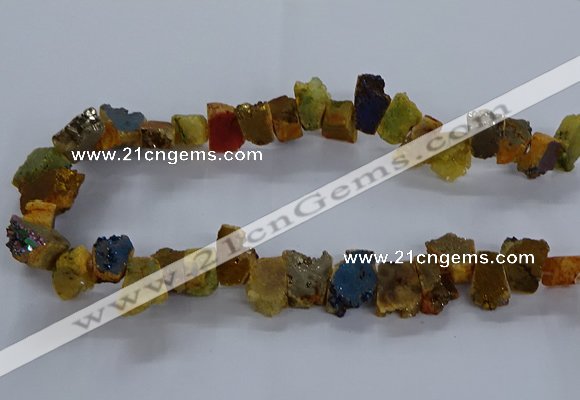 CNG2588 15.5 inches 13*18mm - 15*25mm nuggets plated druzy agate beads