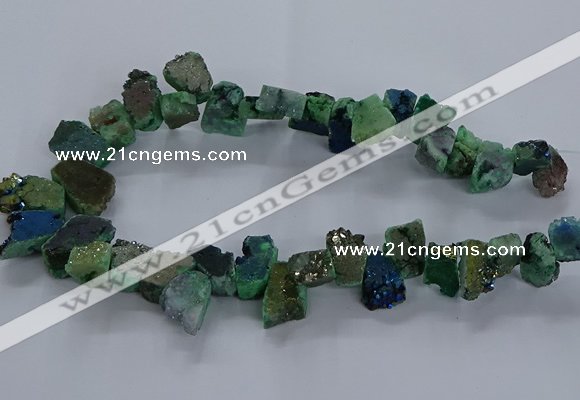 CNG2590 15.5 inches 13*18mm - 15*25mm nuggets plated druzy agate beads