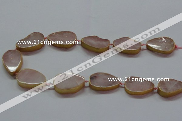 CNG2721 15.5 inches 18*28mm - 20*30mm freeform rose quartz beads