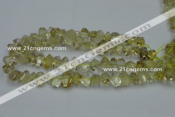 CNG2824 10*14mm - 13*18mm faceted nuggets lemon quartz beads