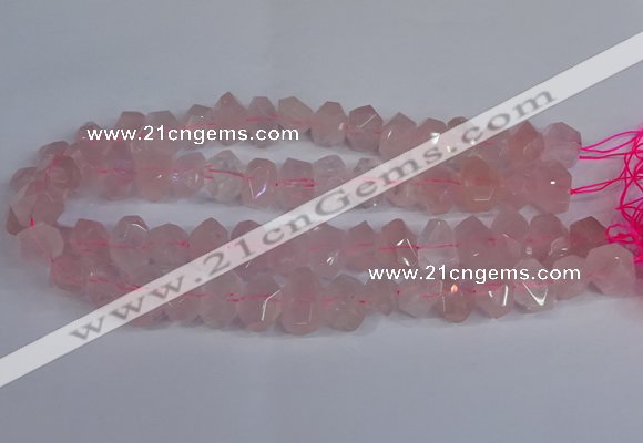 CNG2827 15.5 inches 10*14mm - 13*18mm faceted nuggets rose quartz beads