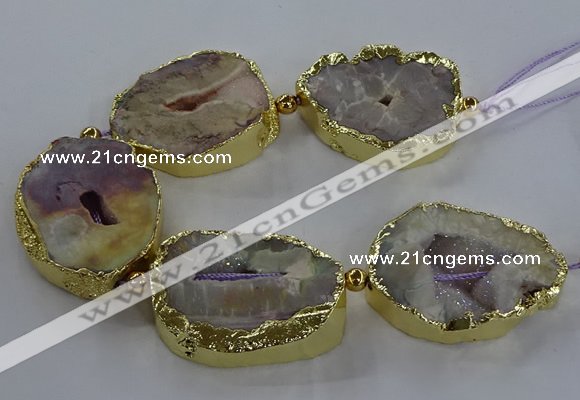 CNG2866 8 inches 35*40mm - 40*50mm freeform druzy agate beads