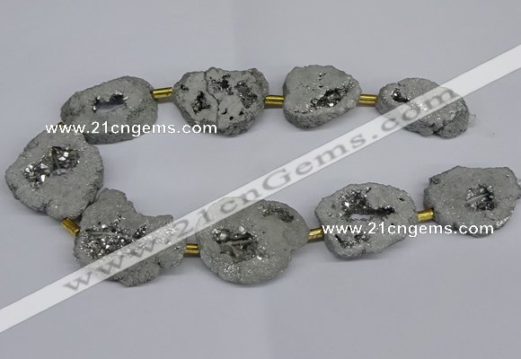 CNG2891 15.5 inches 25*30mm - 30*35mm freeform plated druzy agate beads