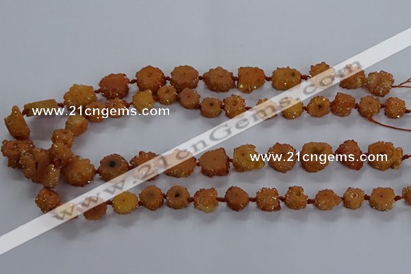 CNG2936 15.5 inches 8*10mm - 15*18mm freeform plated druzy agate beads