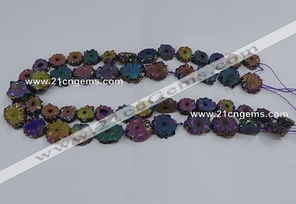 CNG2938 15.5 inches 8*10mm - 15*18mm freeform plated druzy agate beads