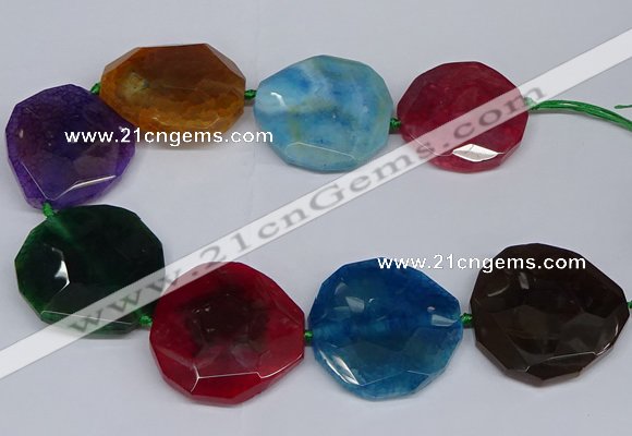 CNG2963 15.5 inches 42*45mm - 45*50mm faceted freeform agate beads