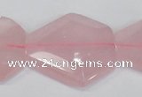 CNG301 15.5 inches 25*35mm faceted nuggets rose quartz beads