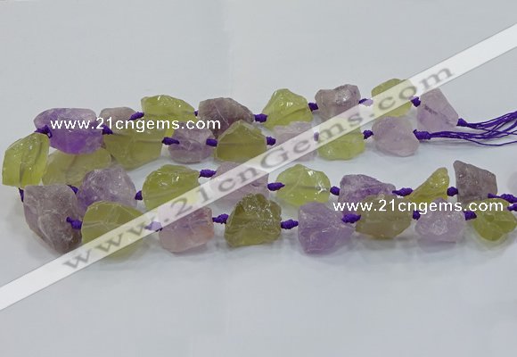 CNG3022 15*20mm - 22*30mm nuggets amethyst & lemon quartz beads