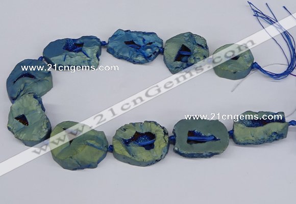 CNG3092 15.5 inches 25*30mm - 35*50mm freeform plated druzy agate beads