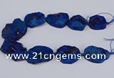 CNG3093 15.5 inches 25*30mm - 35*50mm freeform plated druzy agate beads