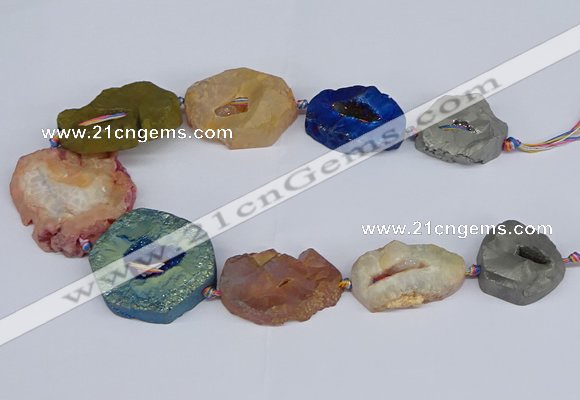 CNG3096 15.5 inches 25*30mm - 35*50mm freeform plated druzy agate beads