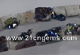 CNG3158 15.5 inche 8*15mm - 11*20mm freeform plated druzy agate beads