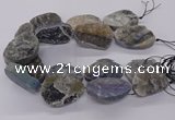 CNG3195 15.5 inches 30*40mm - 35*50mm freeform plated druzy agate beads