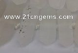 CNG3198 10*25mm - 16*40mm faceted nuggets matte white crystal beads