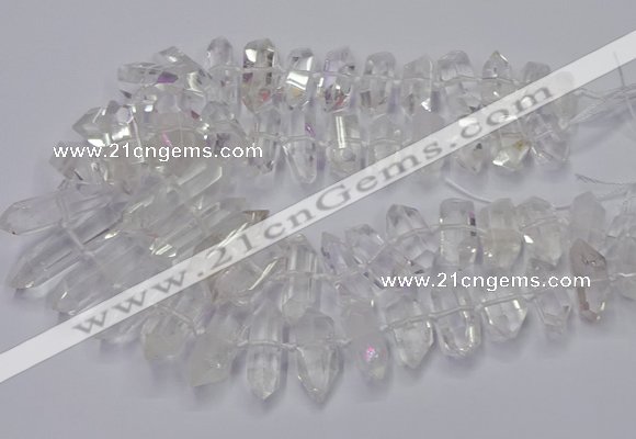 CNG3200 10*25mm - 12*45mm faceted nuggets white crystal beads