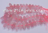 CNG3201 10*25mm - 12*45mm faceted nuggets rose quartz beads