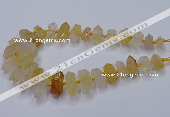 CNG3205 10*25mm - 12*45mm faceted nuggets yellow quartz beads