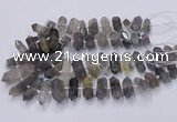 CNG3206 15.5 inches 10*25mm - 12*45mm faceted nuggets cloudy quartz beads