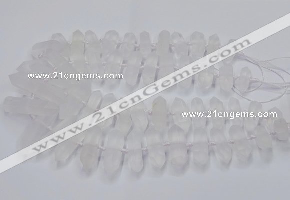 CNG3208 10*25mm - 12*45mm faceted nuggets matte white crystal beads