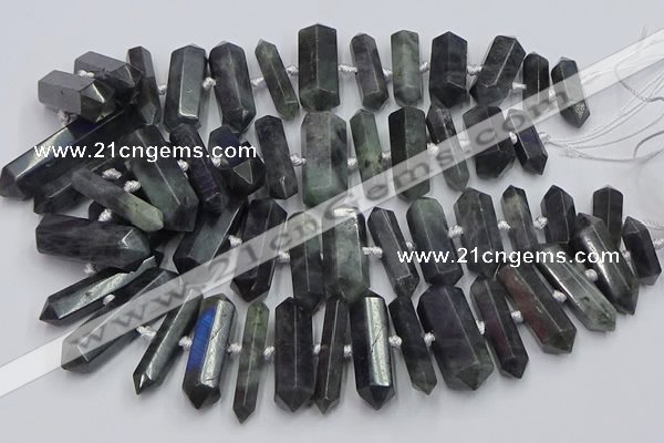 CNG3211 15.5 inches 10*25mm - 12*45mm faceted nuggets labradorite beads