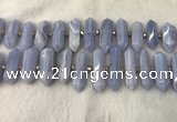 CNG3212 10*25mm - 12*45mm faceted nuggets blue lace agate beads