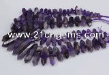 CNG3218 15.5 inches 10*25mm - 12*50mm faceted nuggets amethyst beads