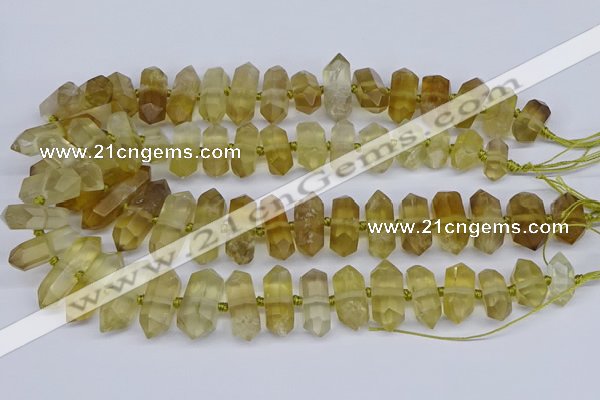 CNG3220 15.5 inches 10*20mm - 12*40mm faceted nuggets lemon quartz beads