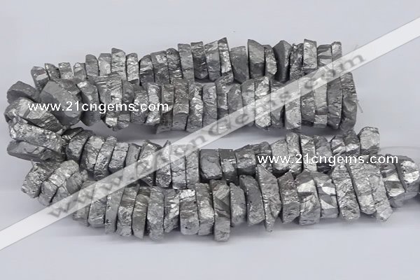 CNG3236 15.5 inches 20*25mm - 25*30mm nuggets plated white crystal beads