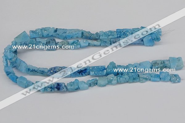 CNG3253 15.5 inches 8*15mm - 11*20mm freeform plated druzy agate beads