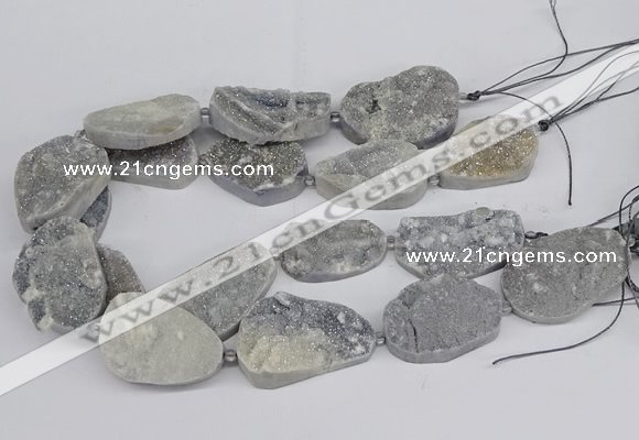 CNG3274 22*30mm - 30*40mm freeform plated druzy agate beads