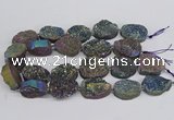 CNG3276 22*30mm - 30*40mm freeform plated druzy agate beads