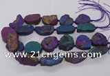 CNG3286 25*30mm - 28*45mm freeform plated druzy agate beads