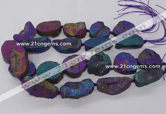 CNG3286 25*30mm - 28*45mm freeform plated druzy agate beads