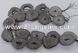 CNG3293 30*35mm - 35*40mm freeform plated druzy agate beads