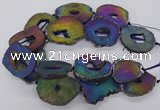 CNG3297 40*45mm - 45*55mm freeform plated druzy agate beads