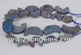 CNG3309 20*30mm - 30*45mm freeform plated druzy agate beads