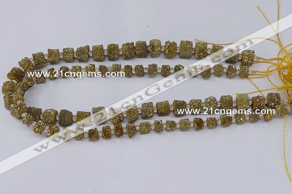 CNG3337 15.5 inches 6*8mm - 10*14mm nuggets plated druzy agate beads