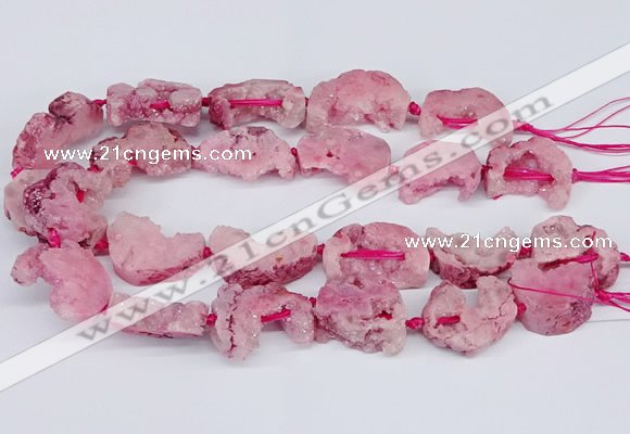 CNG3376 20*30mm - 30*45mm freeform plated druzy agate beads