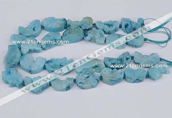 CNG3377 20*30mm - 30*45mm freeform plated druzy agate beads