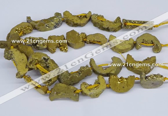 CNG3379 20*30mm - 30*45mm freeform plated druzy agate beads