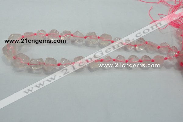 CNG339 15.5 inches 8*10mm - 15*18mm faceted nuggets rose quartz beads