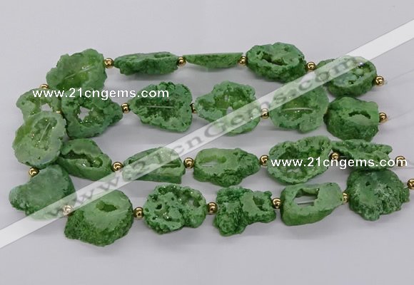 CNG3416 15.5 inches 18*25mm - 30*35mm freeform plated druzy agate beads